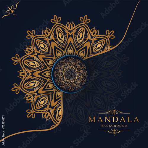 Seamless golden Mandala design template. Gold illustration decoration.