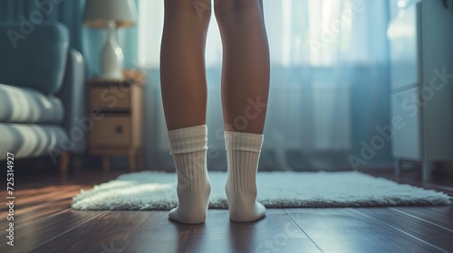 Legs of a young woman in socks