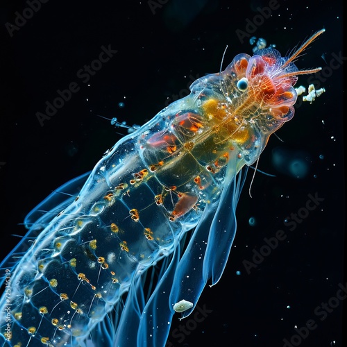 Magnified View of a Bdelloid Rotifer, a Microscopic Aquatic Animal with a Wheel-Like Structure photo