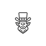 Leprechaun with beard and hat line icon