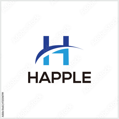 Creative H Letter Logo Design with Swoosh Icon Vector.