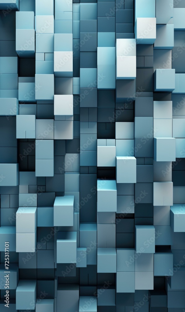 Blue cubes background wallpaper. Generative AI. Blue cubes background wallpaper. Generative AI.