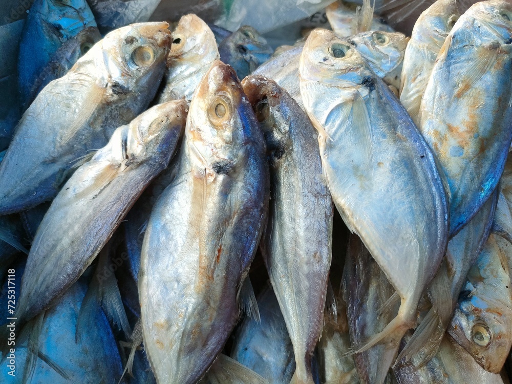 Fototapeta premium Salted fish is a dry processed food made from fish that is preserved by adding salt. This salted fish is often found in the market