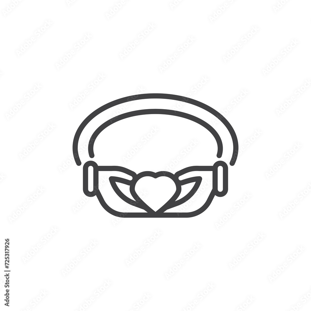Claddagh ring line icon Claddagh ring line icon