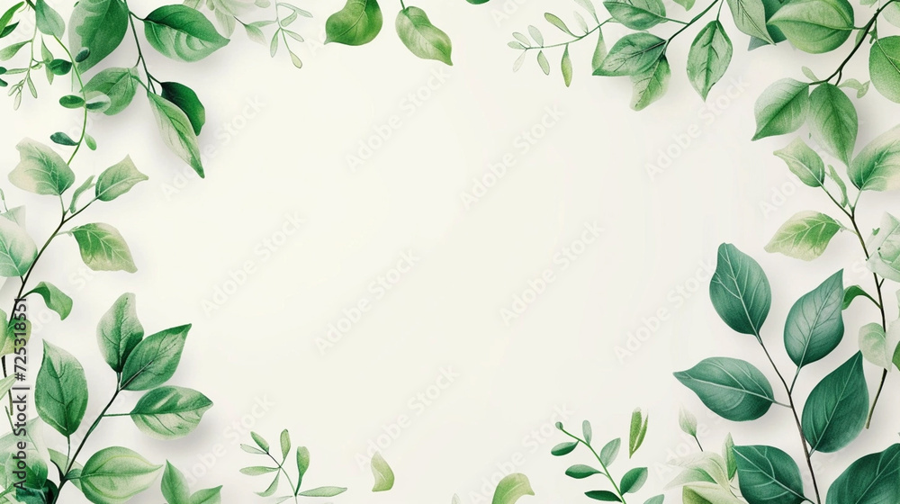 Elegant greenery on wedding invitation card template