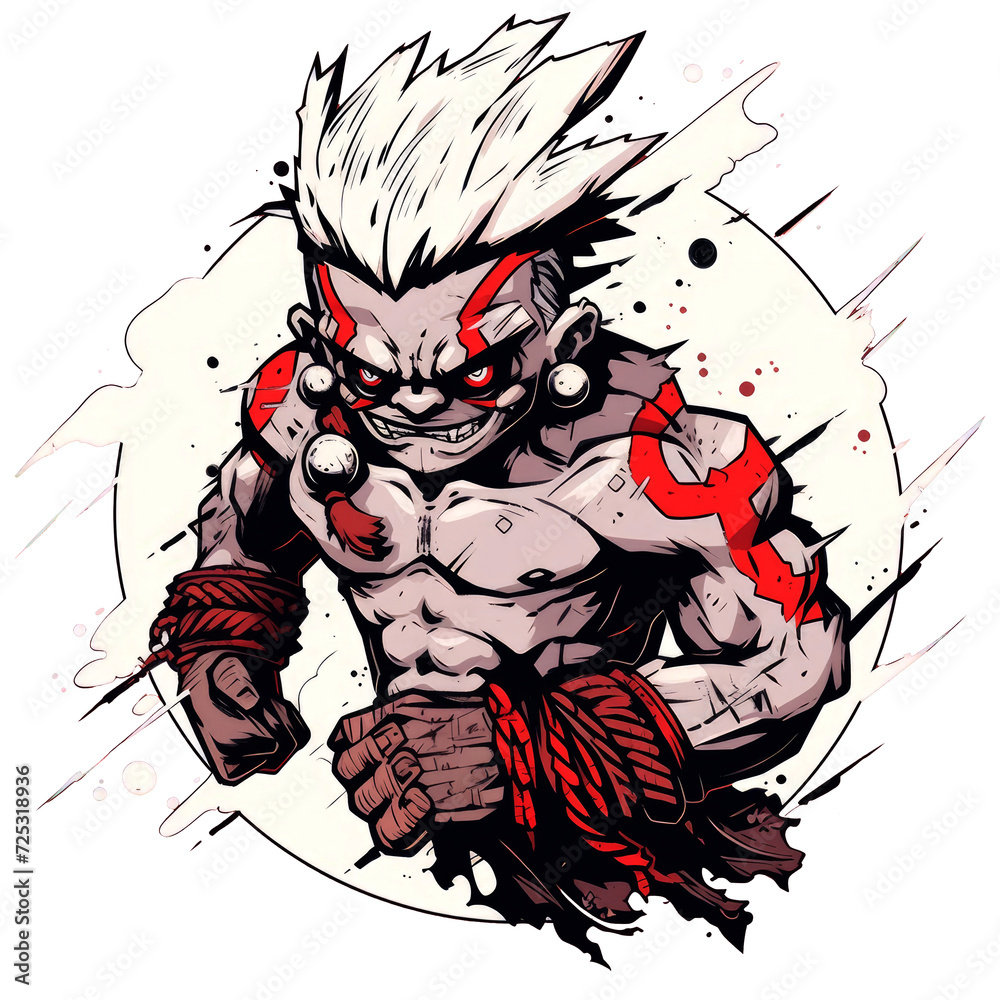 Art Illustration Cute Warrior with Armor and weapon style abstraction, sticker, print t-shirt design PNG transparent