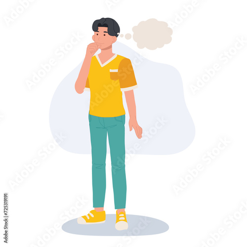 creative brainstorming concept. man thinking.  a contemplative person