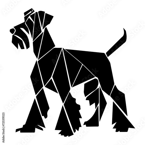 Airedale Terrier dog standing triangles, Airedale Terrier low polygon illustrations