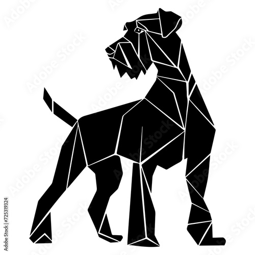 Airedale Terrier dog standing triangles, Airedale Terrier low polygon illustrations