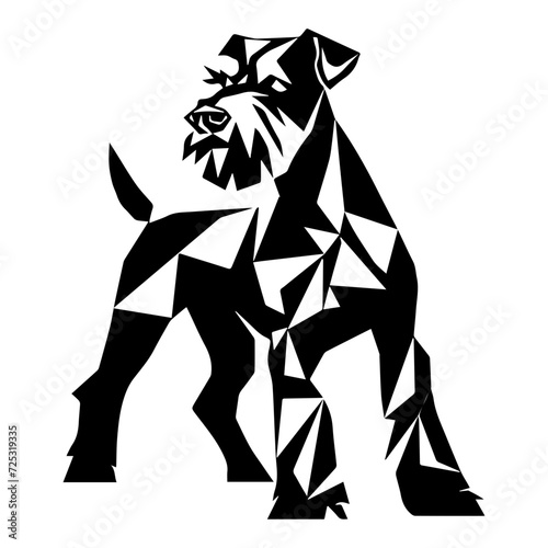 Airedale Terrier dog standing triangles, Airedale Terrier low polygon illustrations