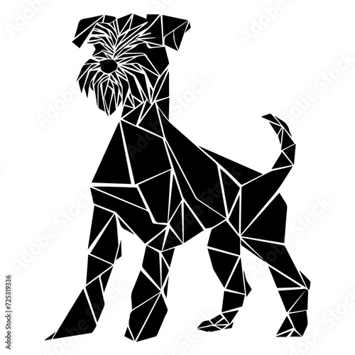 Airedale Terrier dog standing triangles, Airedale Terrier low polygon illustrations