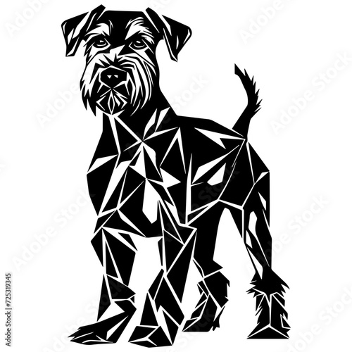 Airedale Terrier dog standing triangles, Airedale Terrier low polygon illustrations