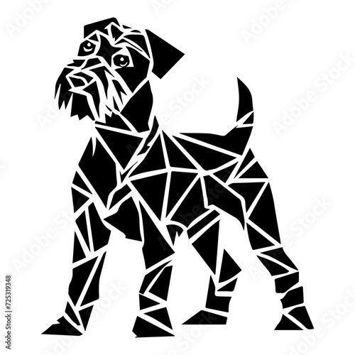 Airedale Terrier dog standing triangles, Airedale Terrier low polygon illustrations