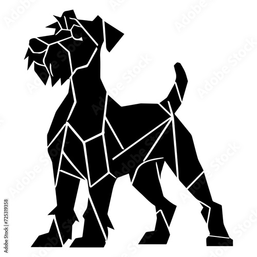 Airedale Terrier dog standing triangles, Airedale Terrier low polygon illustrations
