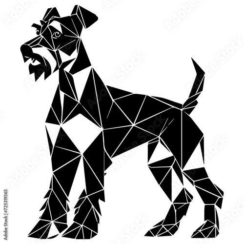 Airedale Terrier dog standing triangles, Airedale Terrier low polygon illustrations