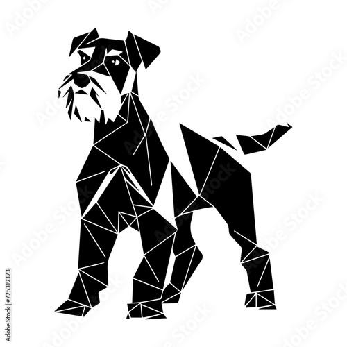 Airedale Terrier dog standing triangles, Airedale Terrier low polygon illustrations