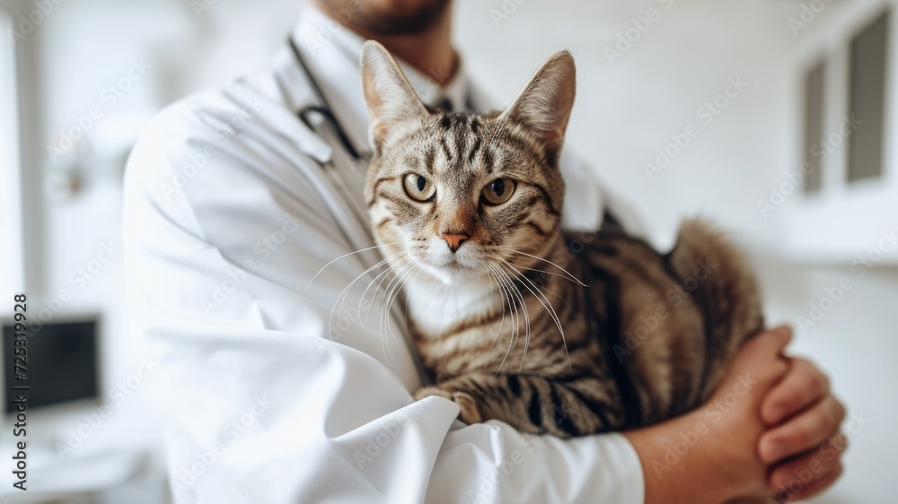 cat kitten in the doctor's arms. veterinary medicine treat pets. love to the animals cat kitten in the doctor's arms. veterinary medicine treat pets. love to the animals
