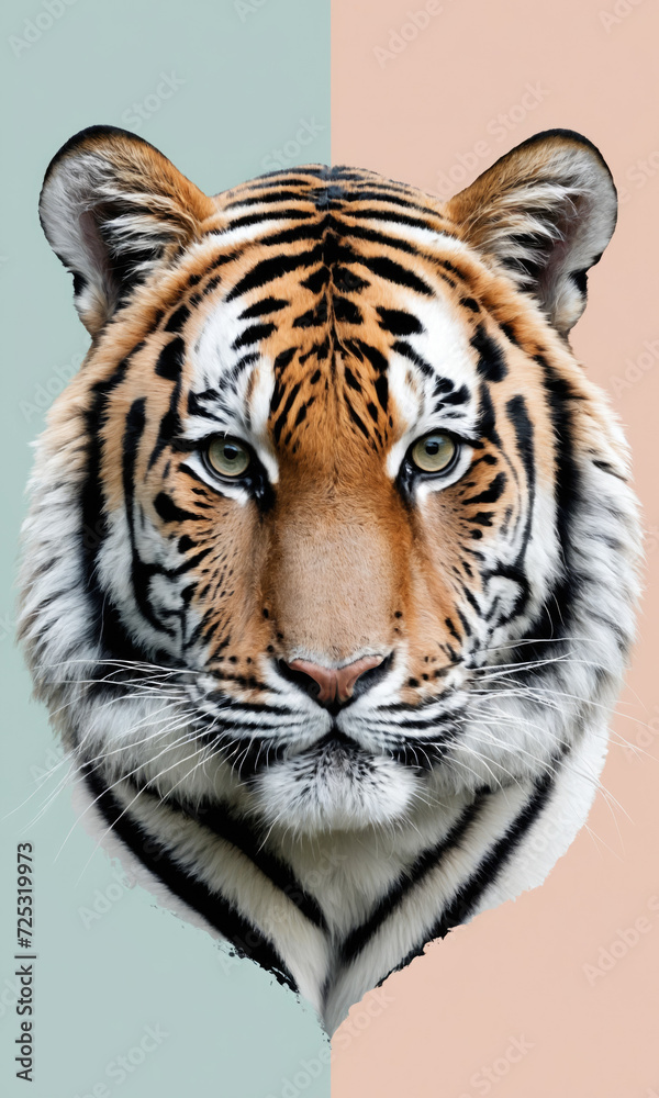 Fototapeta premium Fantasy Illustration of a wild animal tiger. Digital art style wallpaper background.