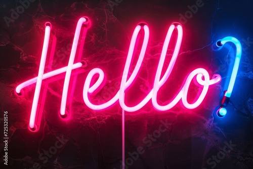 Neon sign saying Hello