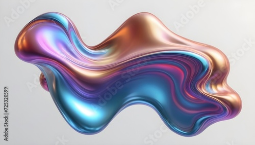 Fluid smooth abstract metallic holographic colored shape background photo