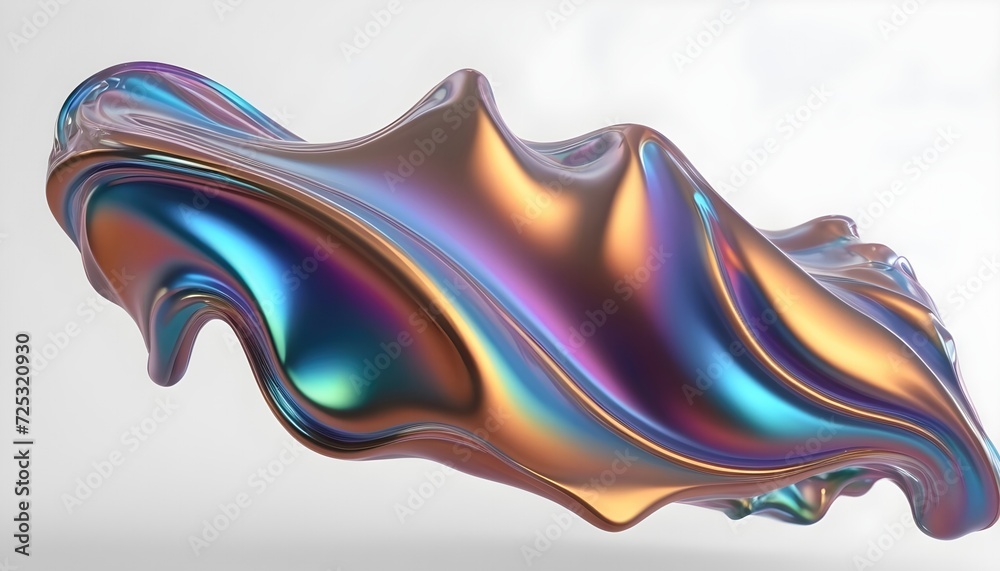 Fluid smooth abstract metallic holographic colored shape background