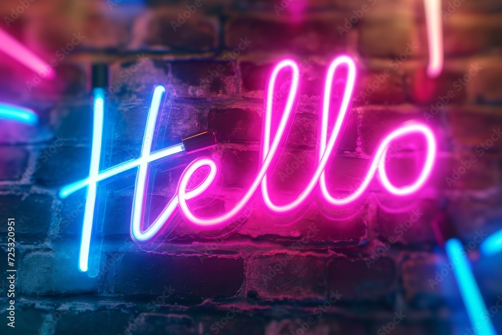 Neon sign saying Hello Neon sign saying Hello