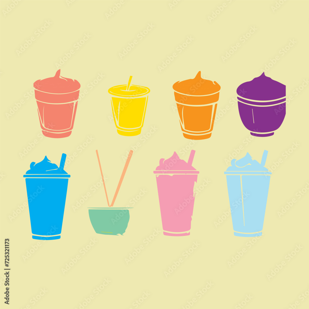 set of cups, glass set vector design