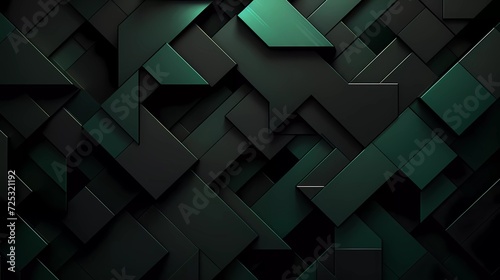 Black and dark green background, Geometric pattern. generative ai photo