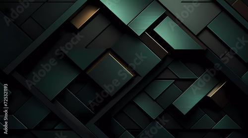 Black and dark green background, Geometric pattern. generative ai