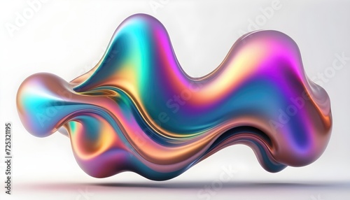 Fluid smooth abstract metallic holographic colored shape background photo