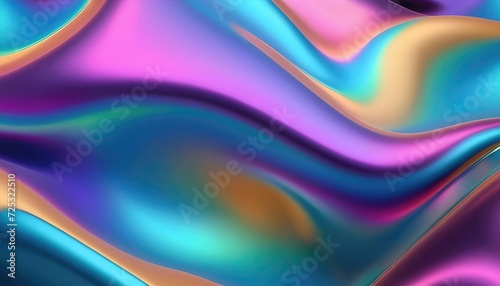 Fluid smooth abstract metallic holographic colored shape background