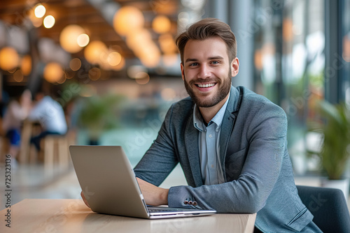 Smiling Man Office IT-Specialist - Confident and Approachable Professional in Technology Field, Ideal for Corporate and Tech Contexts, Generated AI