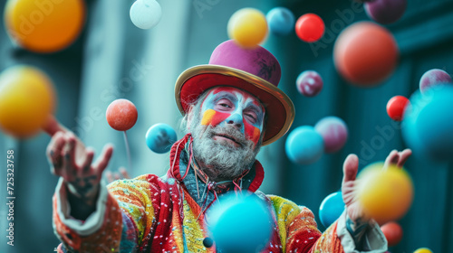 Artistic representation of jugglers skillfully performing with vibrant balls at a carnival, adding flair to the entertainment