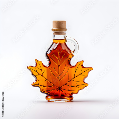 Glass Maple Syrup bottle on a white background 