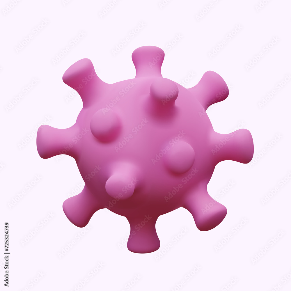Pink round bacteria, 3D virus closeup. Vector image of coronavirus on white background Pink round bacteria, 3D virus closeup. Vector image of coronavirus on white background