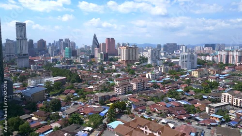 City Kuala Lumpur Pintasan Saloma village. Lovely aerial top view flight drone photo