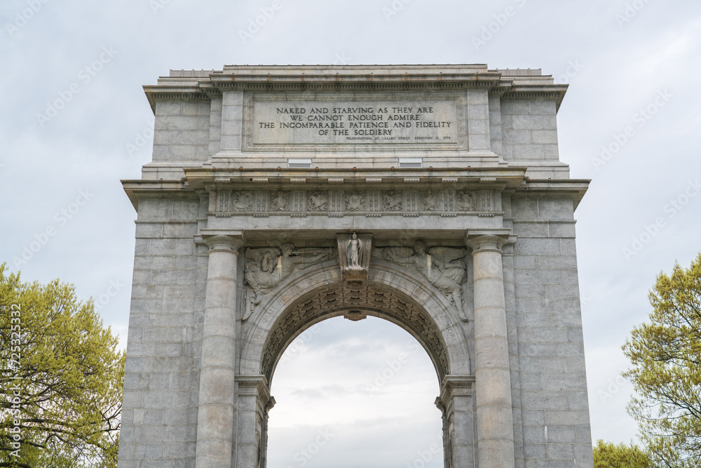 The United States National Memorial Arch, Valley Forge National Historical Park, Revolutionary War encampment, northwest of Philadelphia, in Pennsylvania, USA