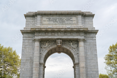 The United States National Memorial Arch, Valley Forge National Historical Park, Revolutionary War encampment, northwest of Philadelphia, in Pennsylvania, USA