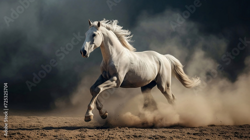 hengst  pferd  andalusisch  wei    galopp  lauf  w  stenstaub  hintergrund  dunkel  m  hne  stallion  horse  andalusian  white  gallop  run  desert dust  background  dark  mane