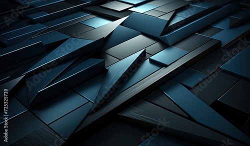 Abstract 3D minimalistic geometrical background of blue triangles. Created with Ai