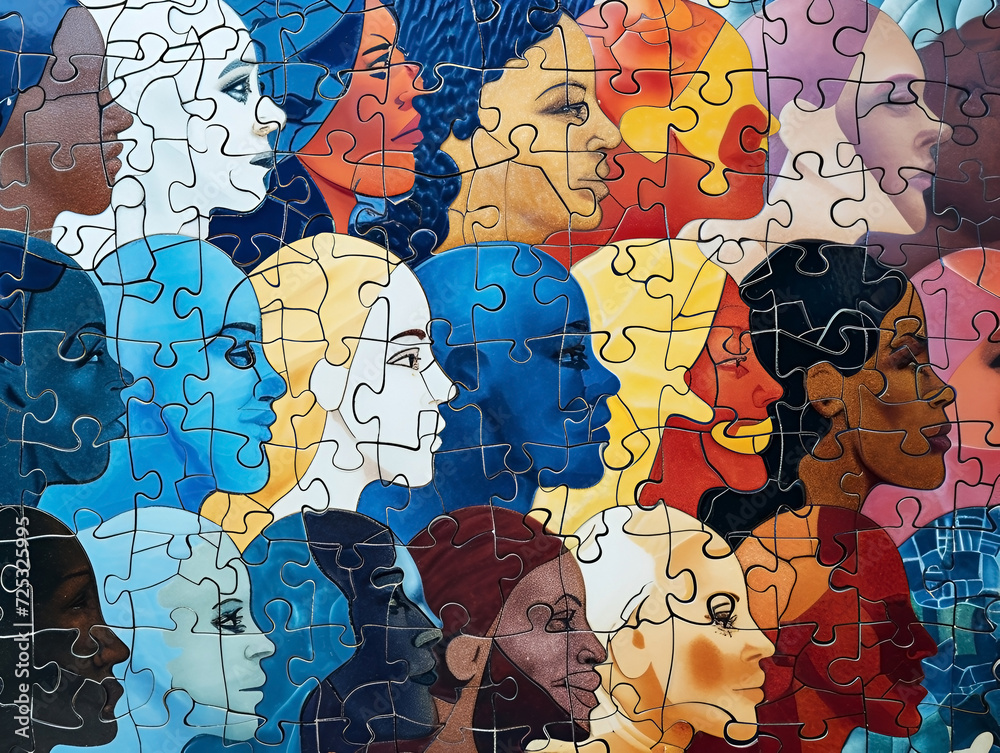 Naklejka premium Mosaic puzzle portraying the diversity within the Parkinson's community.