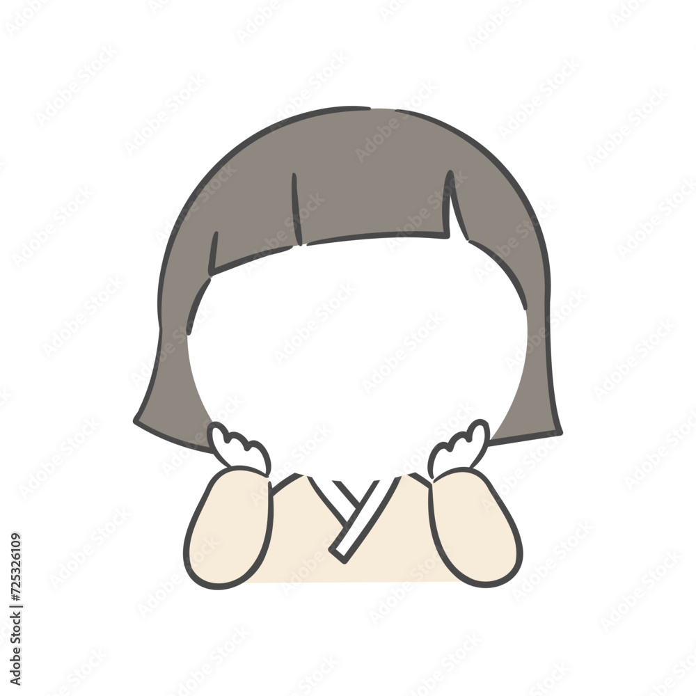 똑단발 머리를 한 캐릭터 얼굴 합성용 일러스트 Stock Vector | Adobe Stock