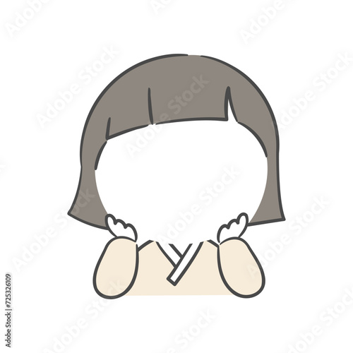 똑단발 머리를 한 캐릭터 얼굴 합성용 일러스트