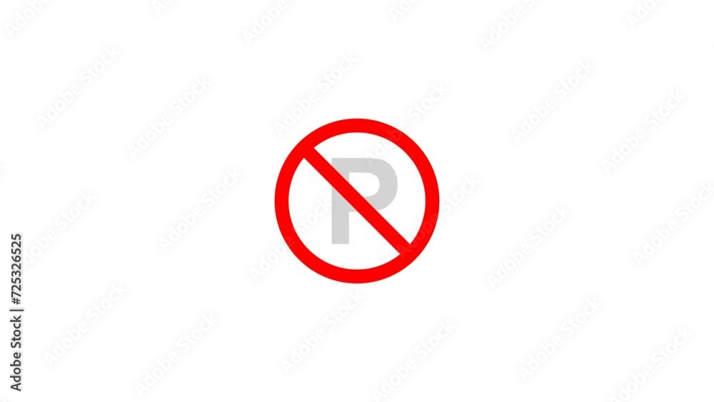 No parking sign icon animation. Transparent background. 4K Video No parking sign icon animation. Transparent background. 4K Video