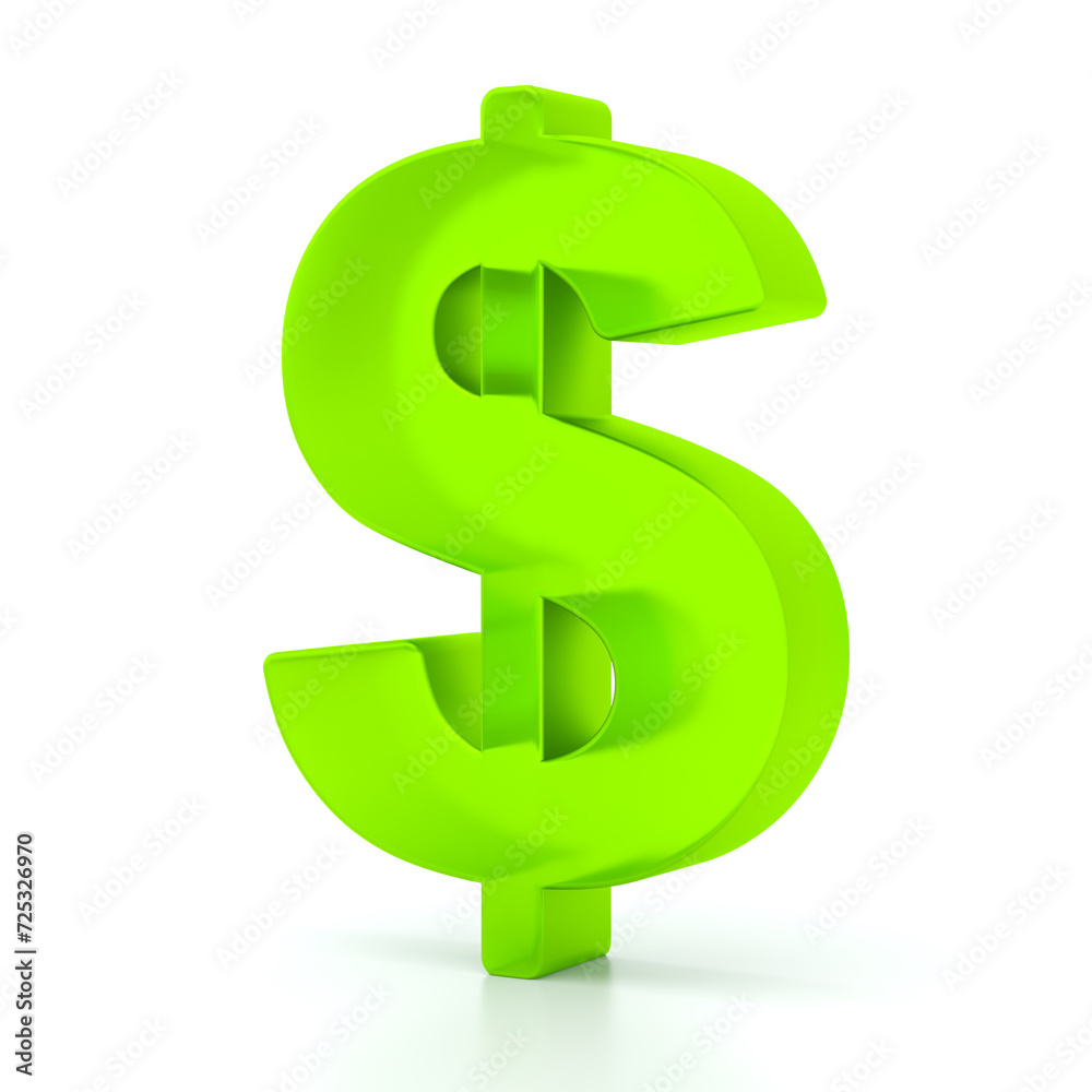 Green Glass dollar sign isolated on white background