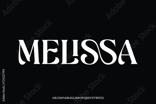 Elegant curvy decorative alphabet display font vector with ligature. Beautiful typeface illustration