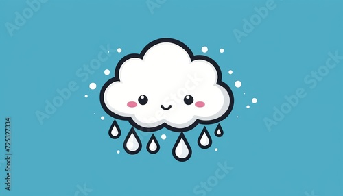 Artistic Illustration of Cute Cartoon Rain Cloud in Distressed Sticker © Eliane