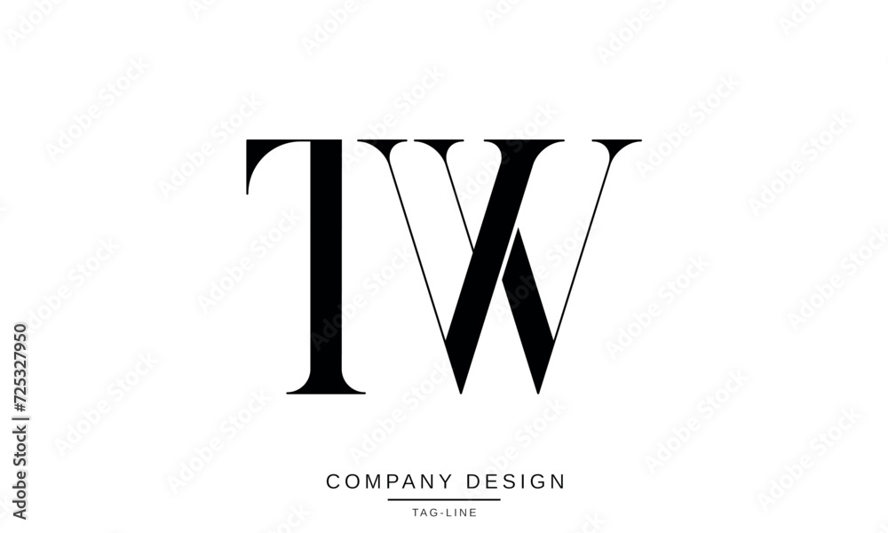 TW, WT, Abstract Letters Logo Monogram TW, WT, Abstract Letters Logo Monogram
