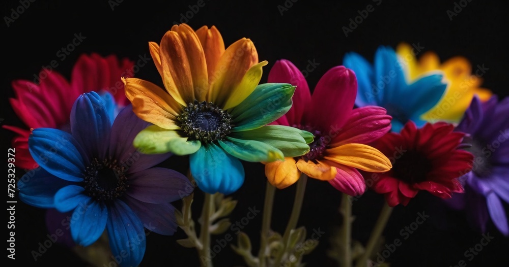 Rainbow smoky flowers on black background. Rainbow smoky flowers on black background.
