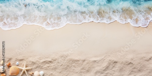 High quality beach photo with flat lay concept and space for text.